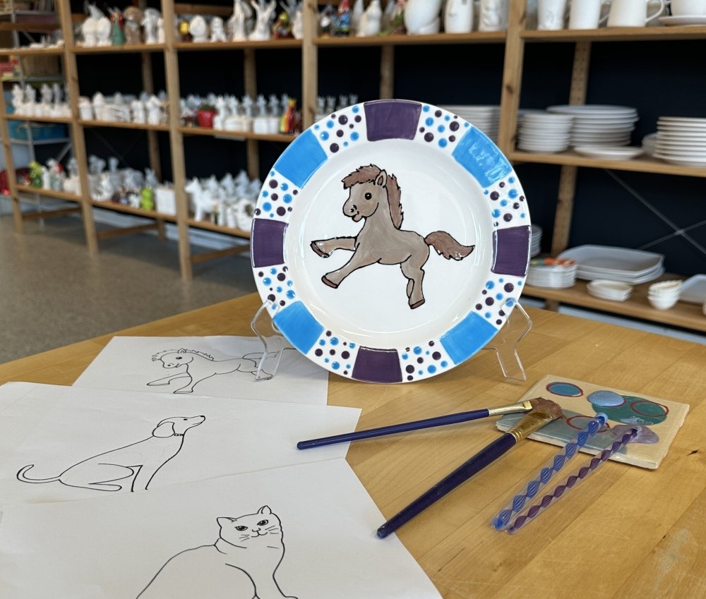 Kids PAINTING Class - ANIMAL Plate - Colour My Pot